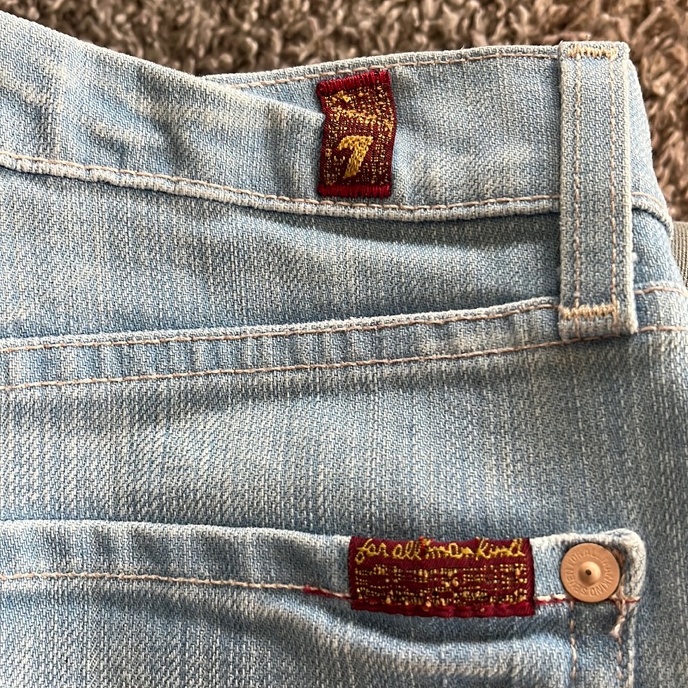 7 for All Mankind Light-wash Denim Skirt- 28 Waist